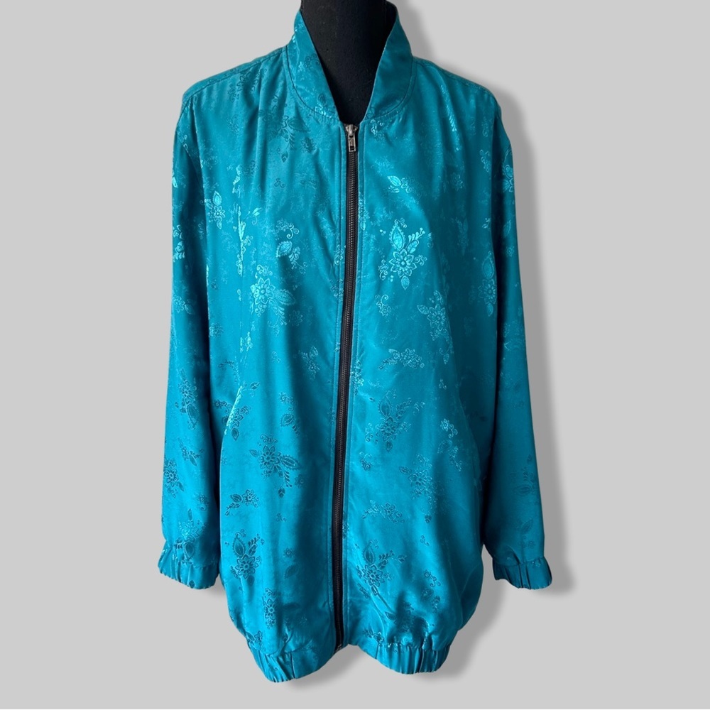 100%  Silk Floral Print Bomber Jacket